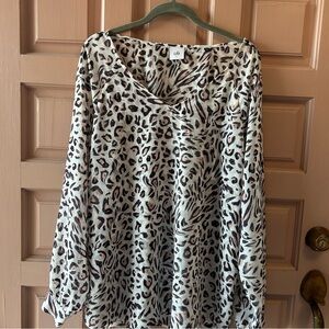 CAbi Animal Print Blouse in Pink and Brown